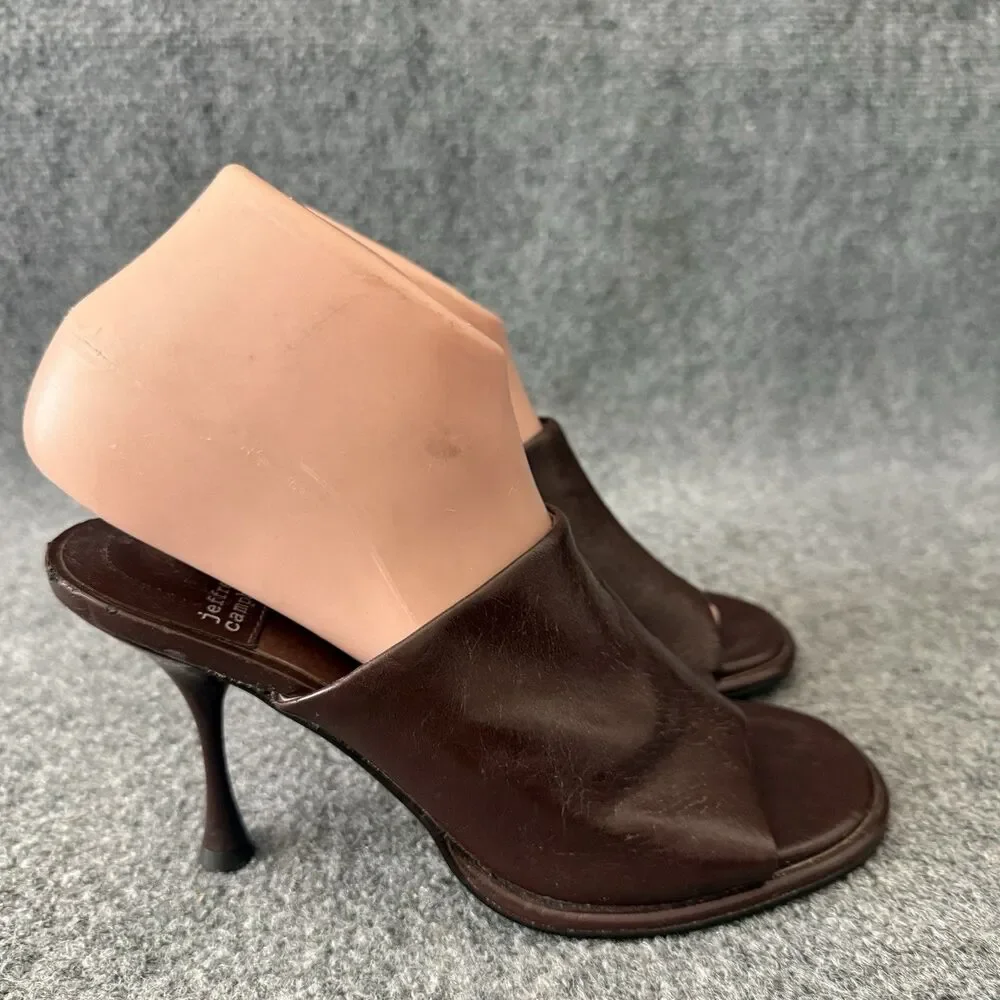 Jeffrey Campbell Leather Mules Open Toe Sculptural Heel Sandals 8 Office Siren